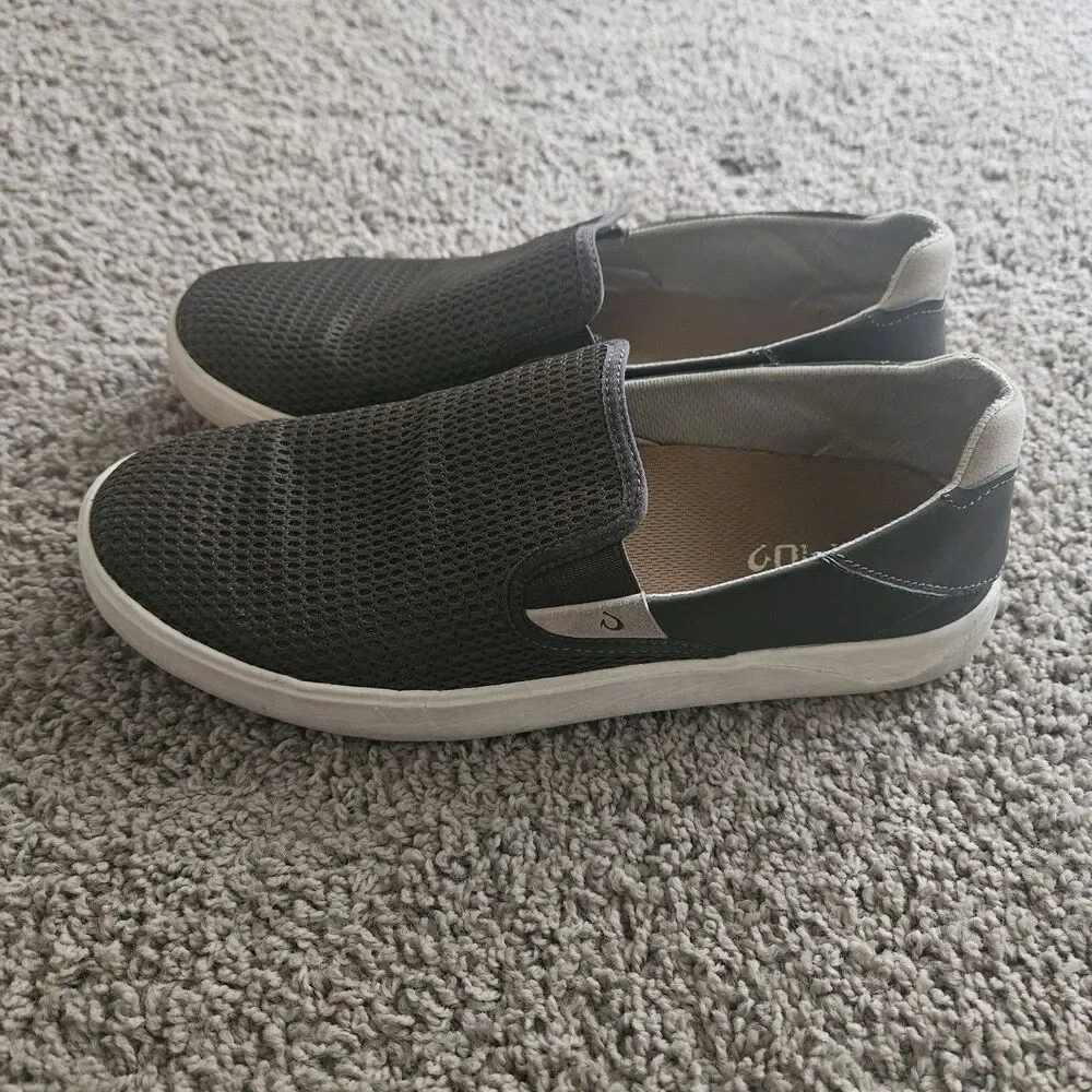 Olukai Lae'Ahi Gray Slip On Shoes Sneakers Mens Size 11 Mesh